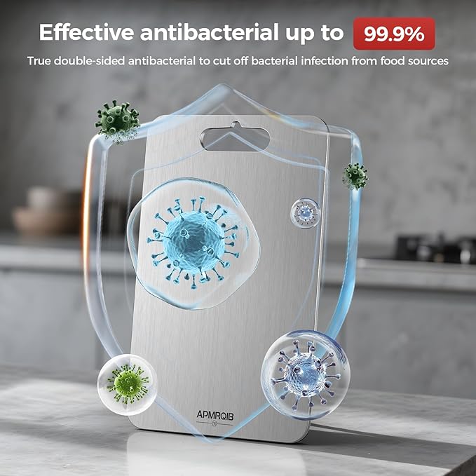 Titanium Cutting Boards for Kitchen, 100% Pure Titanium Cutting Boards Double Sided Non Toxic Cutting Board, Hygiene Durable Dishwasher Safe 10.5”×6.5”