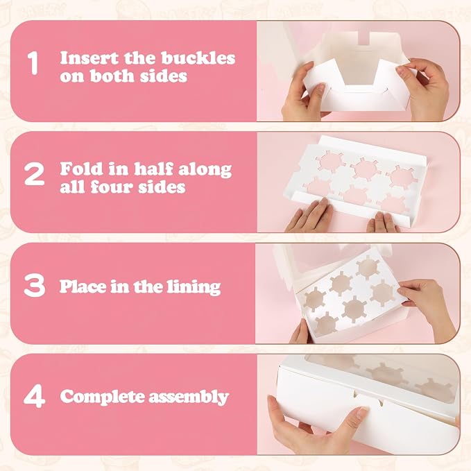 TOMNK 6 Count White Cupcake Boxes with Window - 36 Total Capacity Cupcake Carrier Sets for Birthday Holiday Party Bakery Supplies