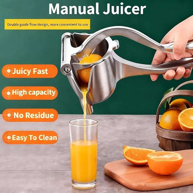 Hand Juicer Squeezer- Hydrogen Alloy Juicer, Efficient Manual Fruit Press Juicer with Ergonomic Grip, Aluminum Alloy Citrus Press for Orange Pomegranates Apple Lemon Lime, Easy to Clean (1PC)