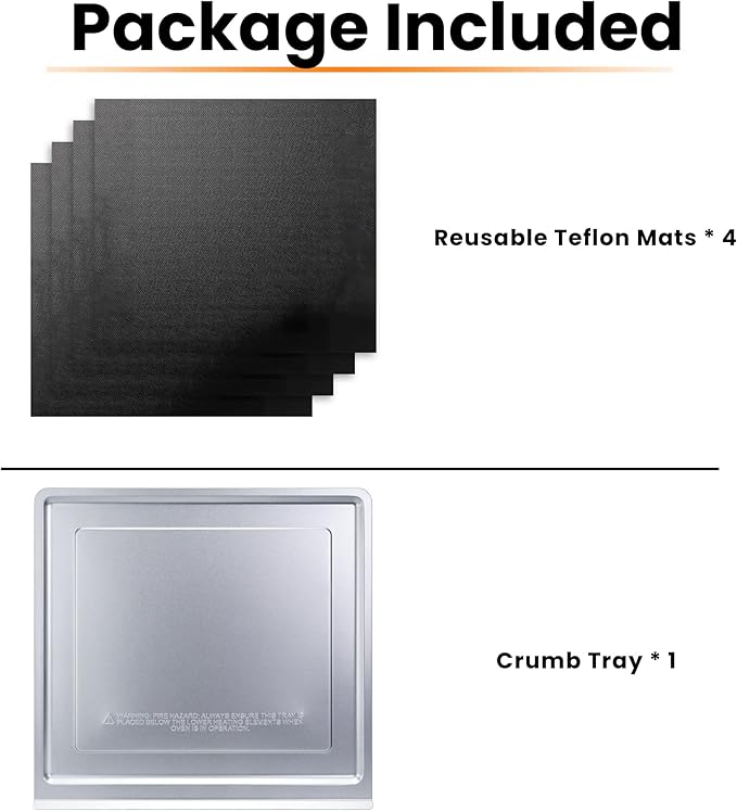 Crumb Tray Replacement for Ninja Foodi SP101 SP151 Air Fryer Oven with 4 Pcs Teflon Mats, Air Fryer Accessories for Ninja airfryer Flip Up Toaster Oven