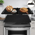 Stove Top Covers with Silicone Mat for Electric Stove,Stove Top Covers for Gas Burners,Folding Noodle Board Stove Cover,RV Stove Top Cover,Over Sink Cutting Board(29.5×22inch)(Mat 28×20inch) Set-Black