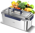 Karlak Food Storage Containers with Lids Aight Food Grade 316 Stainless Steel Large acity Leakproof Kitchen Storage Container with Date Indicator Sealing Ring den Handle Oven Micro