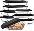 Nestl 16 pc Glass Baking Dishes for Oven, Glass Food Storage Containers with Lids, Leakproof Casserole Dishes for Oven with Lid, Cooking, Microwave Oven Freezer Safe Bakeware, 9x13 Lasagna Pan Black