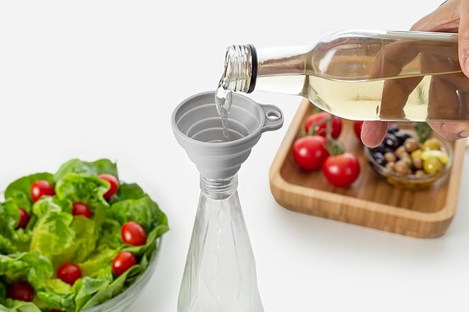 FYGO Diamond Lux Olive Oil Bottle Dispenser - Olive Oil Container- Oil and Vinegar Dispenser Set with Pourer and Funnel - Bottle for Kitchen - 350ml - Set of 2