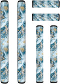 Refrigerator Door Handle Covers Set of 6, Antiskid Protector for Fridge Oven Dishwasher Keep Your Kitchen Appliance Clean from Smudges, Food Stains for Home Decoration, Blue Gold Marble