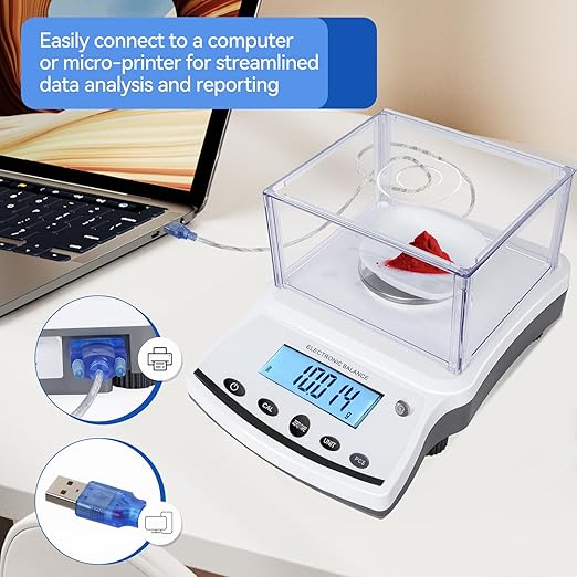Lab Analytical Balance Scale 500g x 0.001g High Precision Laboratory Analytical Scale with Windshield, RS232 Interface – Lab Jewelry Scientific Use