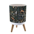 Trash Can with Lid Foxes Rabbits Forest Mushrooms Birds Press Top Round Small Garbage Bin with Wooden Legs Waste Basket for Kitchen Bedroom Nursery 7L/1.8 Gallon