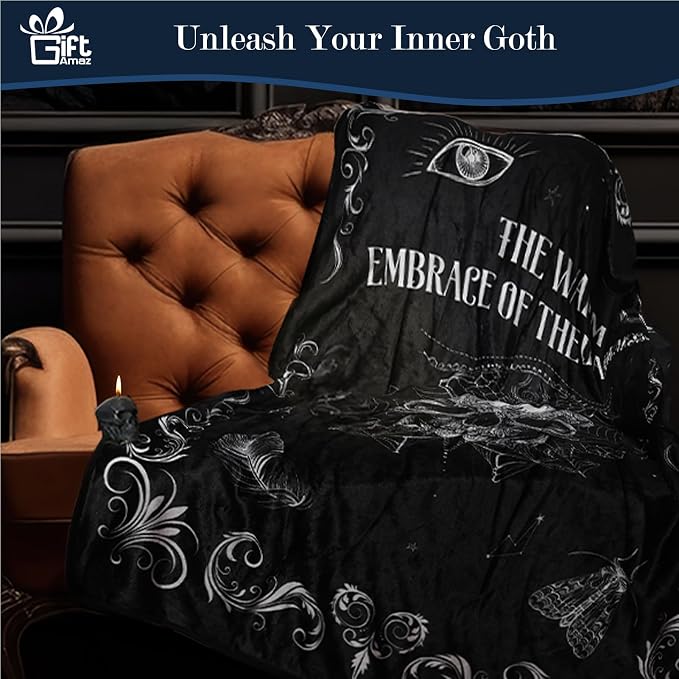 GiftAmaz Gothic Gifts for Women, Witchy Gifts, Goth Horror Themed Gift, Spooky Gifts Basket with Gothic Coffee Mug, Spooky Blanket, Ghost Skull Graduation Gifts Basket for Her Women Teens Girl Friend