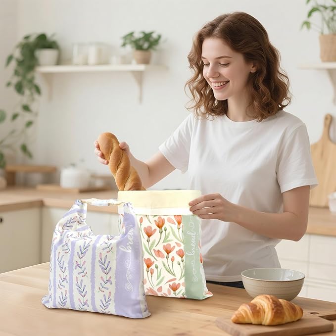 Beeswax Sourdough Bread Bags for Homemade Bread, 2 Packs XL Reusable Organic Beeswax Linen Cotton Sourdough Bag, Keep Loaves Fresh Longer, Homesteading Essentials