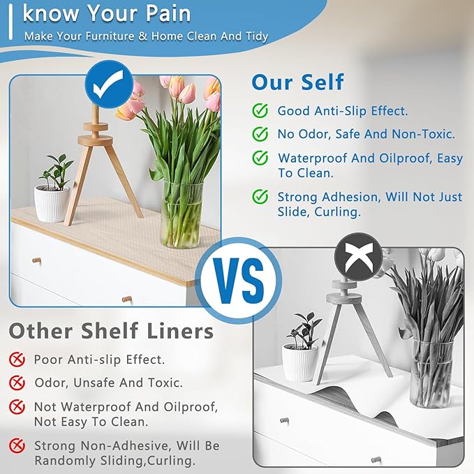 Self-Adhesive Shelf Liner Kitchen Liner, Waterproof Backed Paper Easy Peel and Stick Contact Liner Without Residue for Decor Your Desk Surface, Kitchen Countertops (Clear, 11.8 x 393.7 inches)