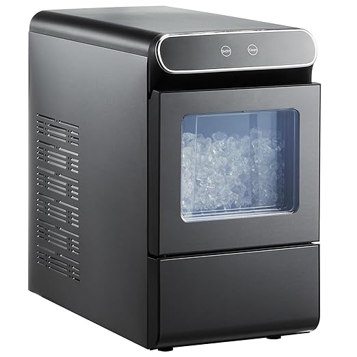 VEVOR Nugget Ice Maker, 37lbs/24H, with Self Cleaning, with Ice Scoop and Basket, Stainless Steel Ice Machine with Convenient Ice Transfer for Home Kitchen Office