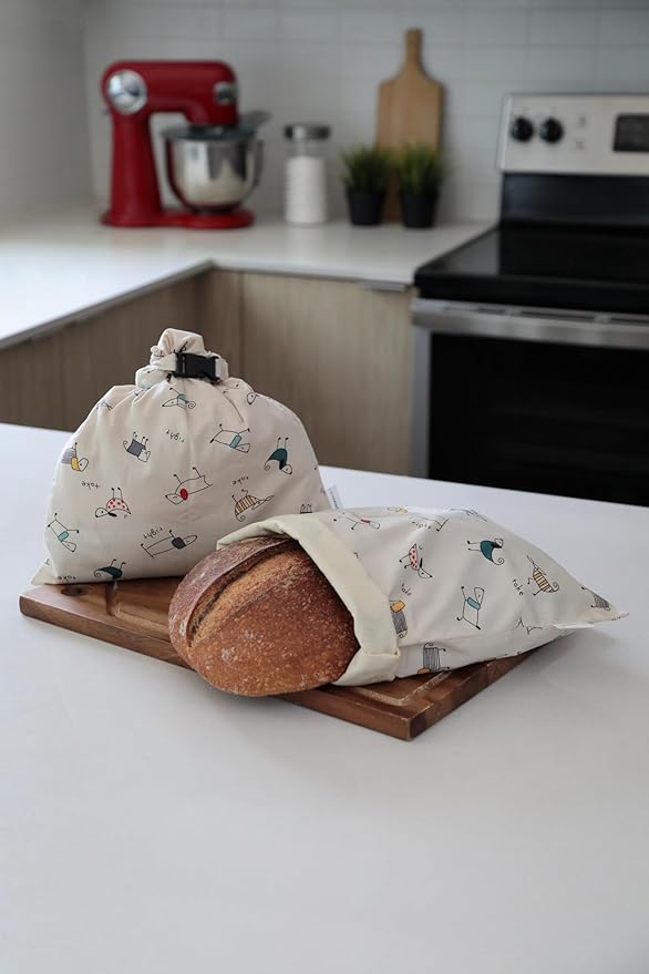 2 XL Beeswax Bread Bags for Homemade Bread, Reusable Cotton and Beeswax Storage for Sourdough or Artisan Loaves, Keeps Bread Fresh Longer, Freezer Safe, 12.6" x 16.7"