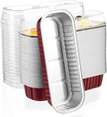 EUSOAR Aluminum Foil Cupcake Liners, 50pcs 6.8oz 6.5"x2.5"x1.2" Disposable Foil Pan Tin with Lids，Cupcake Baking Cups Containers Wrappers, Dessert Cheesecake Creme Brulee Ramekins Mini Loaf Cake Pans