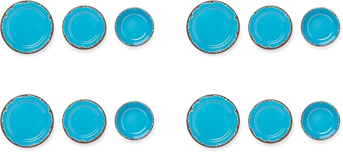 Fox Run Melamine Dinnerware Set, Dark Blue, 12 Piece