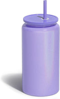 Glass Cups with Lids and Straws, 16oz Stainless Steels Cups, Beer Cups, Iced Coffee Cup, Smoothie Cup, Sublimation Tumbler, Purple (Shiny Polished Finish, Sublimatable)