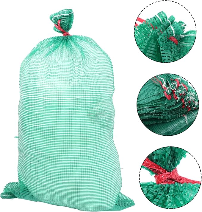 50Pcs Reusable Mesh Produce Bags with Drawstring Storing Vegetables and Fruits Onion Potato Corn Breathable Woven Nylon Storage Bags for Grocery Use