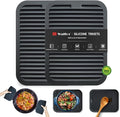 Walfos Trivets for Hot Dishes, Multi-Purpose Silicone Pot Holders, Hot Pads for Kitchen Hot Pots and Pans, Heat Resistant Silicone Mats for Kitchen Countertops, Non-Slip, 2 Pack, Black