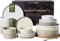 Stoneware Dinnerware Sets for 8, 24-Piece High Edge Plates and Bowls with Speckled Glaze & Spiral Design - Chip & Scratch Resistant, Microwave & Dishwasher Safe - Gift Box, Multicolor