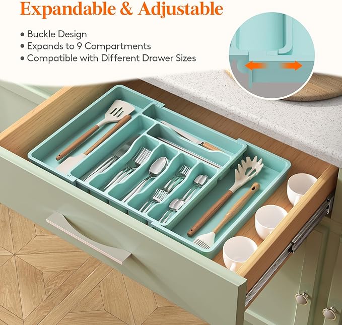 Lifewit Silverware Drawer Organizer, Expandable Utensil Organizer for Kitchen Drawers