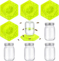 4 Pack Bee Feeder for Mason Jar Bee Watering Station Garden Silicone Sugar Water Feeder Beekeeping Drinking Equipment Tools with Mason Jars for Drinking Water(Yellow,Hexagon)
