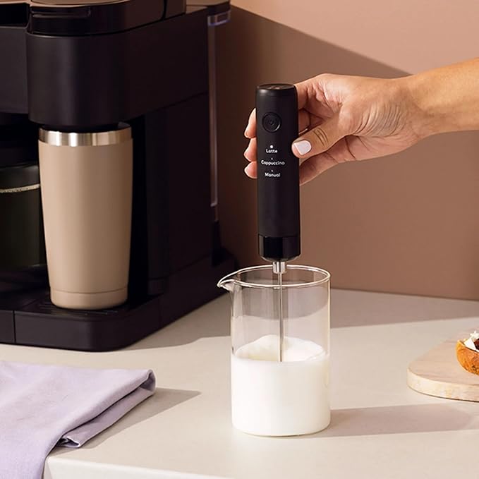 Electric Milk Frother for Hot and Cold Drinks, USB Rechargeable, Removable Dishwasher-Safe Whisk, Lightweight Handheld Wand for Lattes, Cappuccinos, and Specialty Beverages
