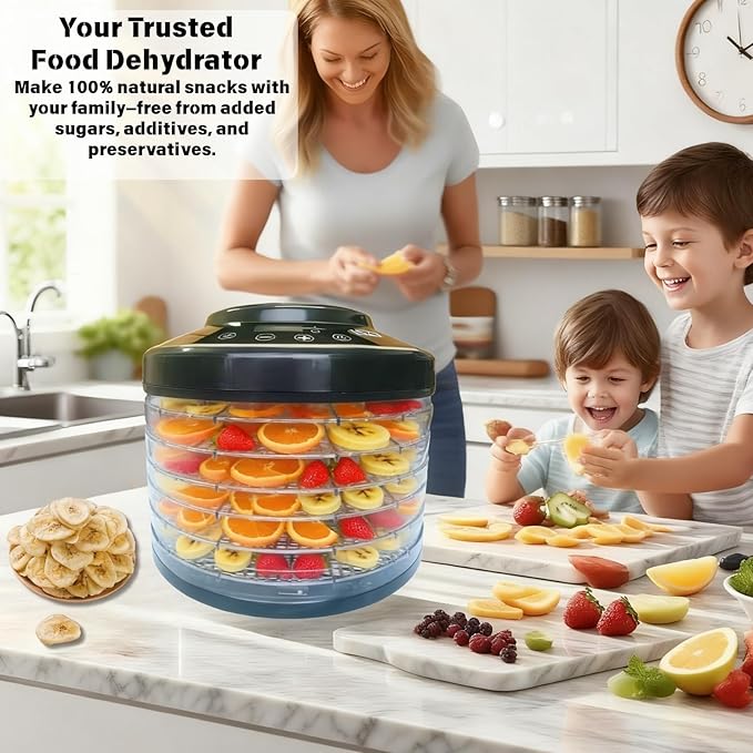 Mushroom Dehydrator,6 Trays Food Dehydrator Machine with 24H Timer, 600W 158°F Food Dryer Dehydrator for Jerky, Herbs, Meat, Fruit,Dog Treats (Black)