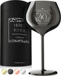 Gusto Nostro 40th Birthday Wine Glass - Classy 40th Birthday Gifts for Women or Men - Stainless Steel Wine Glass with Engraved Vintage Forty Bday Quote, Luxury Box - Bday Gift for 40 Year Old Woman