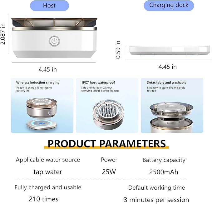 Fully Automatic Fruit and Vegetable Cleaning Machine, Titanium Cleaning electrolytic Purifier, Fresh Agricultural Product Water Dispenser, 2000mAh Abs Portable Vegetable Cleaning Device