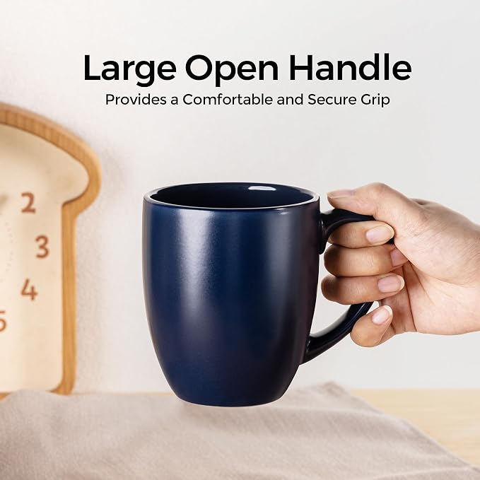 GBhome 12oz Coffee Mugs Set of 6, Large Ceramic Coffee Mugs for Man, Woman, Dad, Mom, Modern Coffee Mugs Set with handle for Tea/Latte/Cappuccino/Milk/Cocoa. Dishwasher&Microwave Safe,Navy Blue