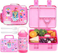 rockpapa Kids Lunch Box Set with 14oz Insulated Water Bottle & Lunch Bag, Leakproof 5.5 Cups Bento Box for School & Children, BPA-Free, Microwave Safe for Boys Girls (Pink Fairies)