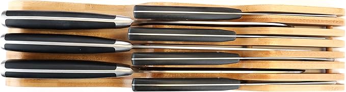 ROYALHOUSE Bamboo Knife Block Holder, In-Drawer Knife Drawer Organizer,Knife Block without Knives, Fit for 7 Knives, Perfect for Home and Chefs, Gift for Any Occasion and Housewarming