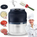 2026 Upgraded Electric Garlic Chopper, Mini Portable Veggie Cutter, USB Rechargeable, 350ML Portable Cordless Mini Food Processor for Nuts Chili Onion Minced Meat and Spices (Blue*1)