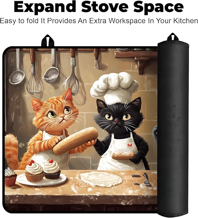 Heat-Resistant Glass Stove Top Cover with Anti-Slip Rubber Coating – 28.5x20.5 Inch Electric Stove Protector, Scratch-Resistant, Expands Counter Space, Stylish Kitchen Decor