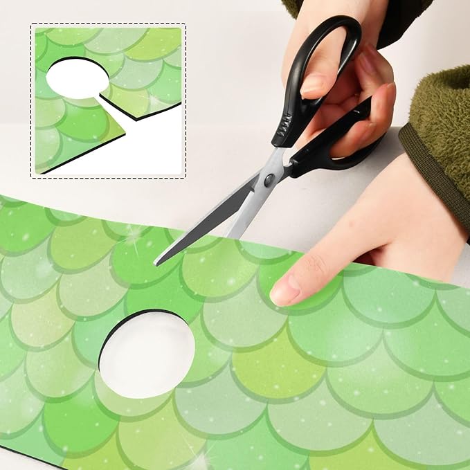 Kitchen Sink Splash Guard 1 PC 30 Inch Sink Faucet Mat Splash Guard for Bathroom Countertop Water Absorbent Foldable Cuttable Soft Washable Green Fish Scale