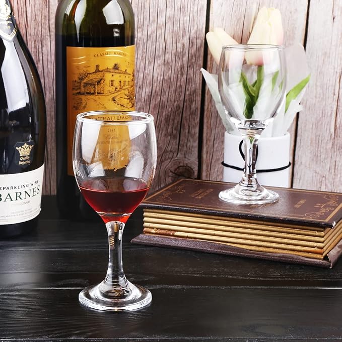 HEIGHT 5.6 Inches 120ML 4 Ounce Samll Capacity - Set of 6 Classic Red Small Wine Glasses Durable Clear White Lead-free Glass Cup For Party (Glass, 6Pcs4OZ)