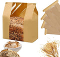 100 Pack Paper Bread Bags for Homemade Bread Sourdough Bread Bags Large Kraft Paper Bakery Bag with Window 14" x 8.3" x 3.5" with Tin Tie Tab Lock for Baked Food Packaging Storage, 100Pcs Love sticker