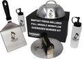 Sasquash Burger Press Kit, 5 Piece Smash Burger Set, Smash Burger Press, Spatula, Melting Dome and 2 Squirt Bottles for Griddle and Grill, Stainless Steel, Kitchen Gadgets, Grilling Accessories