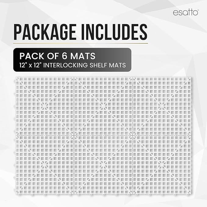 Esatto Interlocking Shelf Mats – for Spills, Clean Bars, Stain Protection, and an Anti-Slip Surface (6, Clear)