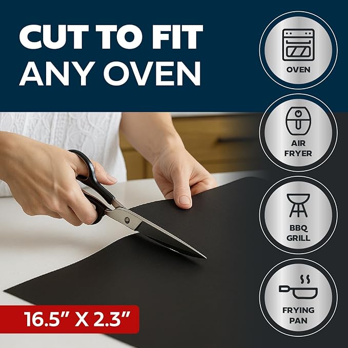 Cooks Innovations Non-Stick Oven Protector Mat - 3 Heavy Duty Nonstick Oven Rack Liners to Protect Convection, Electric, Gas, & Microwave Ovens - BPA & PFOA Free Heat Resistant Baking Mat