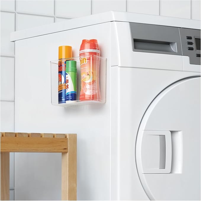 iDesign Adhesive Organizer Bin - Damage-Free Hanging for Kitchen, Bathroom, or Office - Set of 2 - Clear