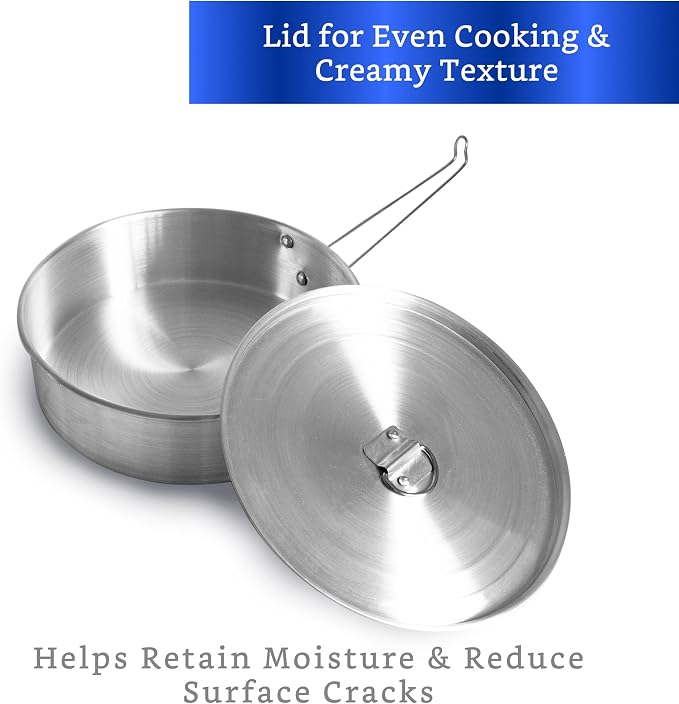 Flan Mold with Lid - Oversized XL (10.5 x 3.2 in) - Authentic Mexican Flan Pan - Flan Molds for Baking with Water Bath - Molde para Flan Baño Maria - Flaneras Moldes con Tapa