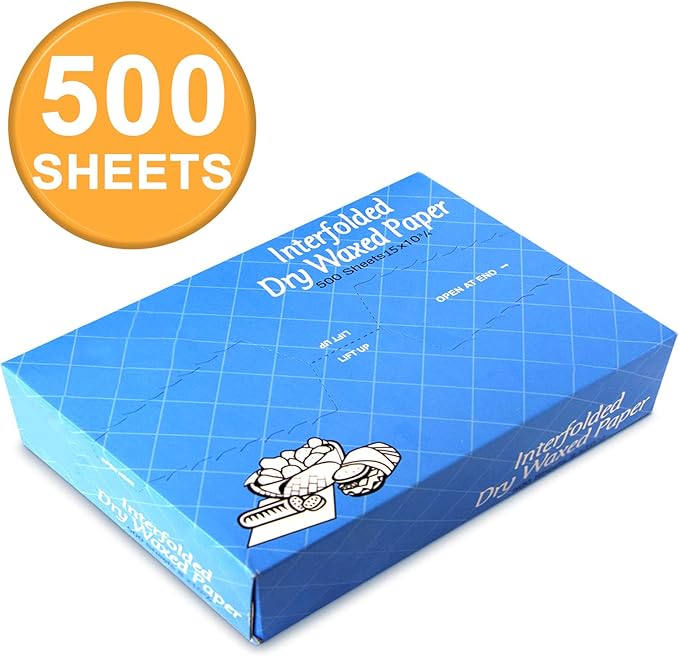 Fit Meal Prep 500 Sheets 15 x 10.75” Dry Wax Paper Sheets for Food, Greaseproof Sandwich Wrapping, Interfolded Deli Wax Paper for Fries, Burgers, Food Basket, Made in USA