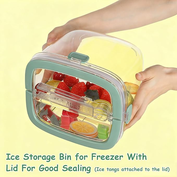 5L Ice Cube Storage Bin with Sealed Lid Ice Cube Bucket Portable Ices Bucket Container for Freezer Clear for Bar Hotel Refrigerator Containers Whiskey Wine Beers Party Outdoor 8.5*6.6*7.4in