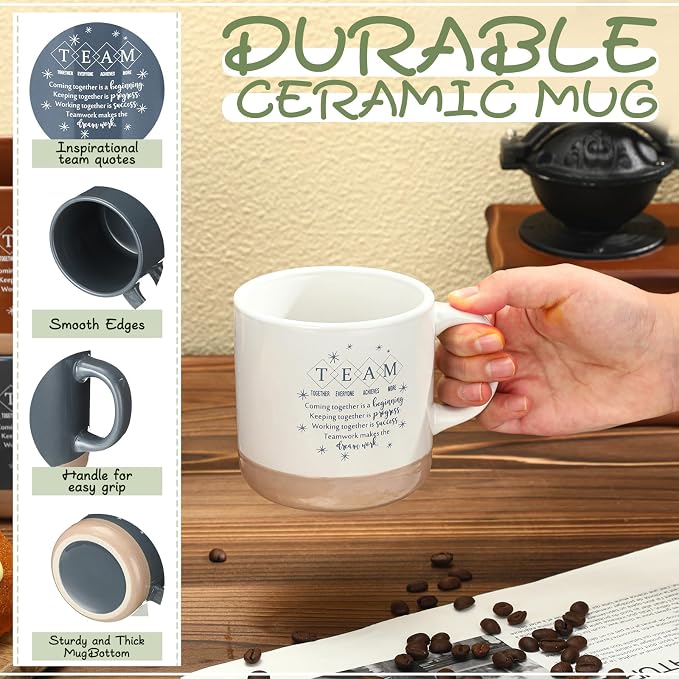 Didaey 10 Pcs Team Gift for Employee Bulk Inspirational Ceramic Coffee Mug 13 oz Thank You Mug Team Building Nurse Back to School Gift for Teacher Women Men Coworker Volunteer Staff Office, 10 Colors
