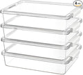 Vtopmart 6 Qt Plastic Storage Bins with Lids, Clear Sensory Bins, Arts Crafts Organizers and Storage, Stackable Containers for Home Office and School Supplies, 4 Pack, White