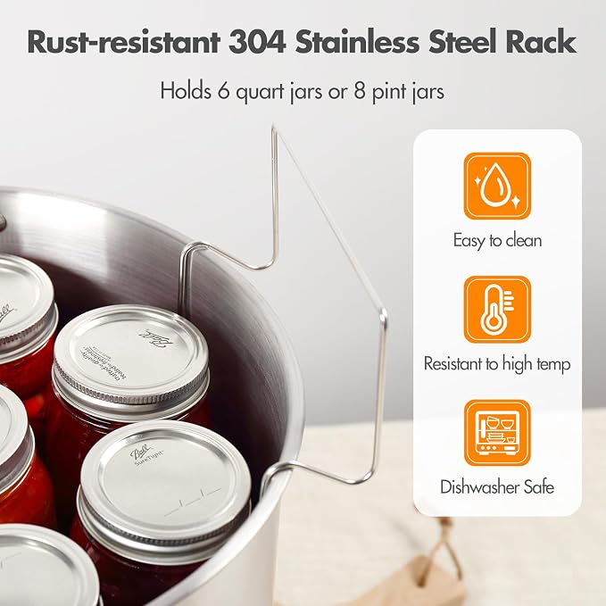 21.5Qt Water Bath Canner with Glass Lid and Jar Rack, Stainless Steel Canning Kit with Canning Tool Set