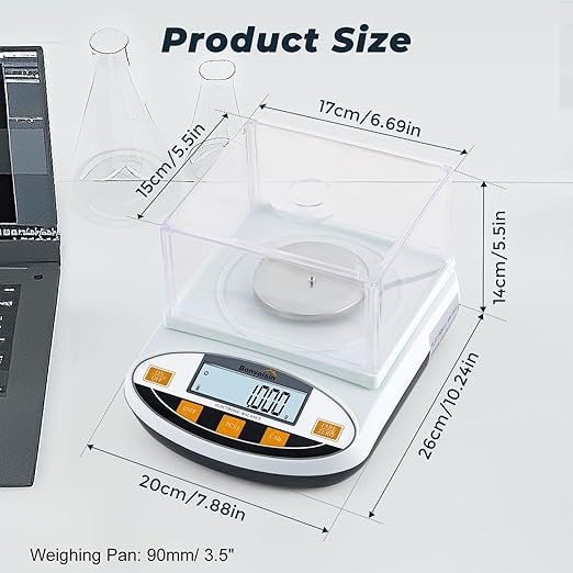 Bonvoisin Analytical Balance 200 gram x 0.001g High Precision Lab Scale Accurate Scientific Laboratory Electronic Scale 1 Milligram Digital Jewelry Weighing Scale with Windshield (200g, 0.001g)