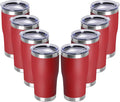 DOMICARE 20oz Tumbler with Lid Stainless Steel Tumblers Bulk, Double Wall Vacuum Insulated Coffee Travel Mug Powder Coated Tumbler,8 Count (Pack of 1) Red