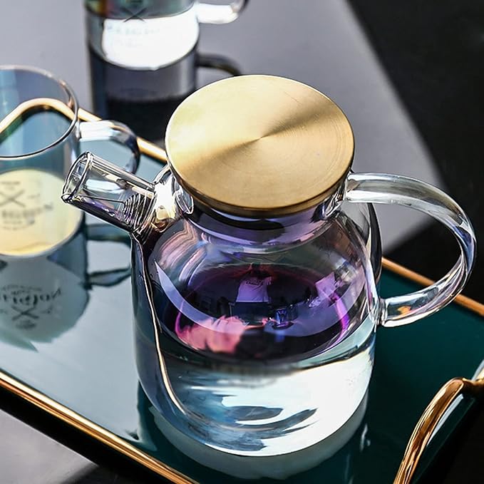 Water Pitcher Glass Pitcher with Spiral Filter High Temperature Resistant Kettle with Lid Large Capacity Teapot with Anti-Scald Handle Iced Tea Pitcher (Size : CH)