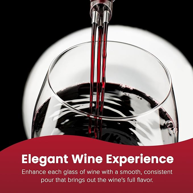 Mothers Day Gift Pourtable Wine Aerator, Multi Stream Wine Aeration 3 Stainless Steel Spouts Handmade Kitchen Essential, No-Drip Wine Pour Accessory in Easy to Carry Protective Gift Case